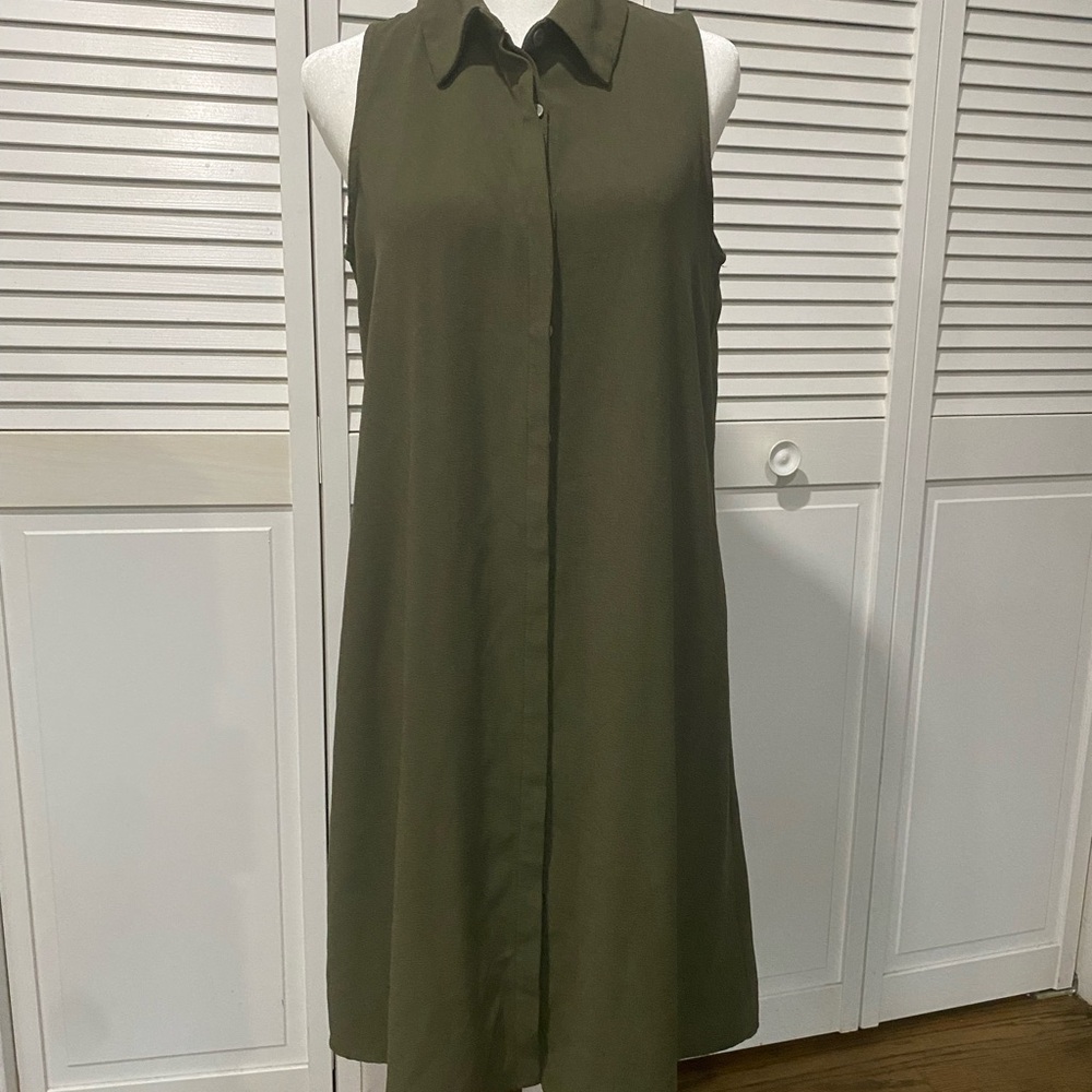 Silence + Noise Olive Green Midi Dress